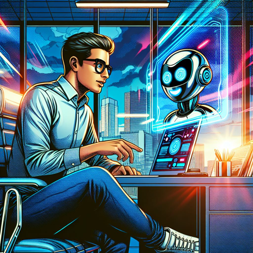man working with his laptop
